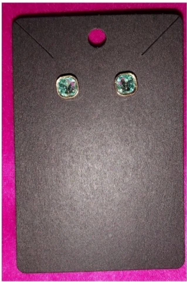 Aretes con bordes de corte de diamante aguamarina simulados 14 K imitación amarillo tono real  Foto 2 de 4