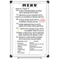 Magnetic 18 x 12 Menu Board Dry Erase, Weekly Meal Planner White Board, Menu ...