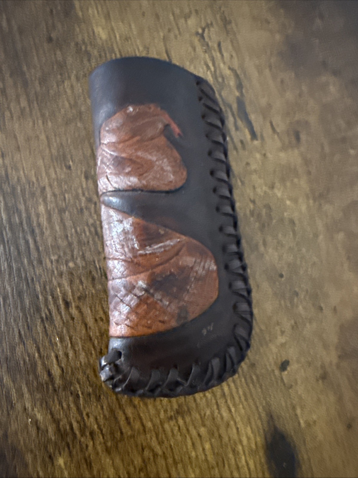 Holder With Rattle Snake Design Small Knife Holder Stitched Edge