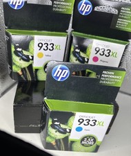 New 933 XL HP Ink Cartridges- Blue, Yellow, And Magenta In Boxes- Unopened!
