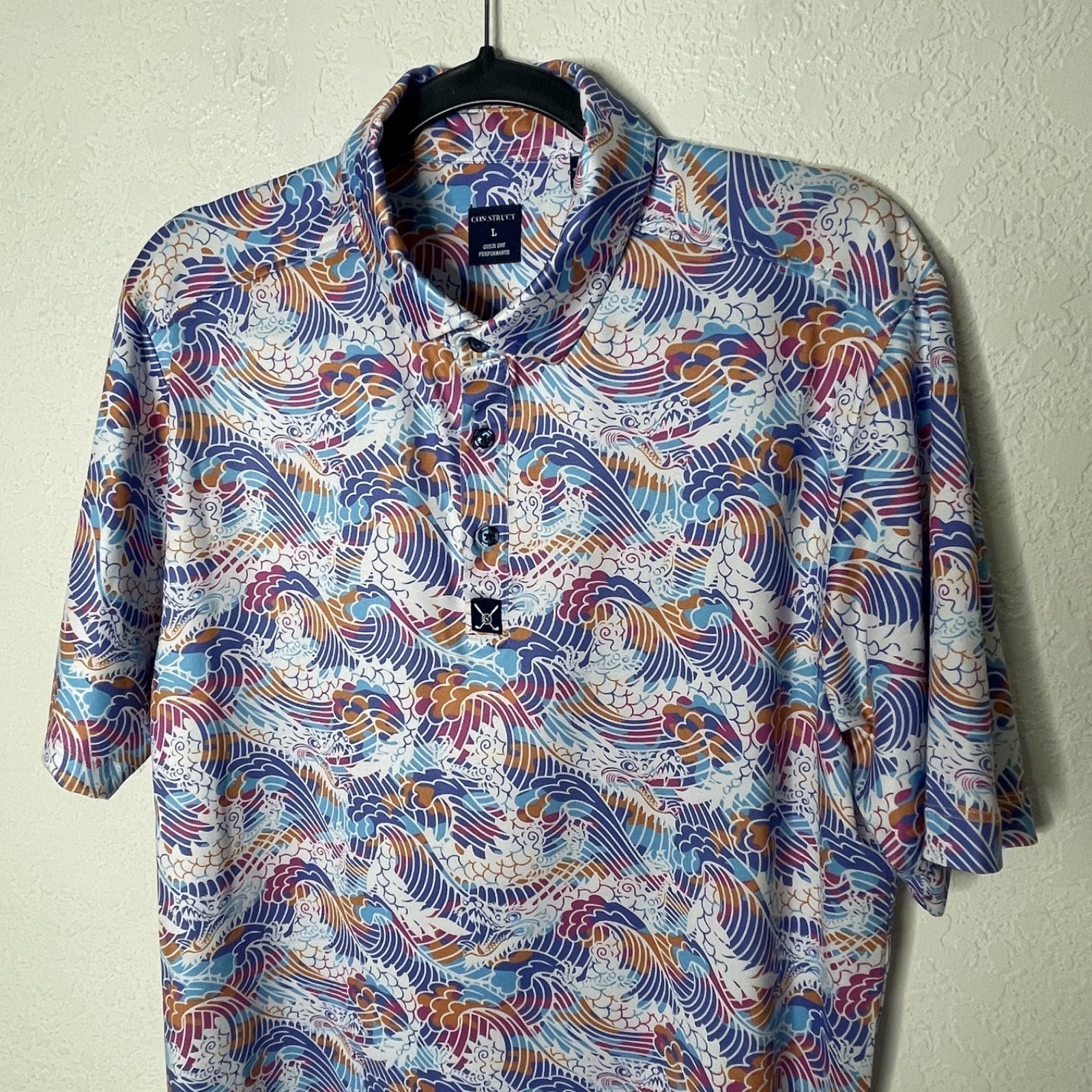 Construct Quick Dry Performance Golf Shirt Sz L D… - image 4