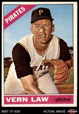 1966 Topps #15 Vern Law Pirates 3 - VG
