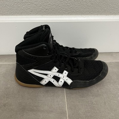 ASICS Matflex 7 Youth Size 4.5 Black White Wrestling Athletic Shoes 1084A011
