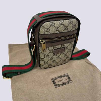 Gucci GG Monogram Logo Small Shoulder Messenger Crossbody Bag Beige 598103