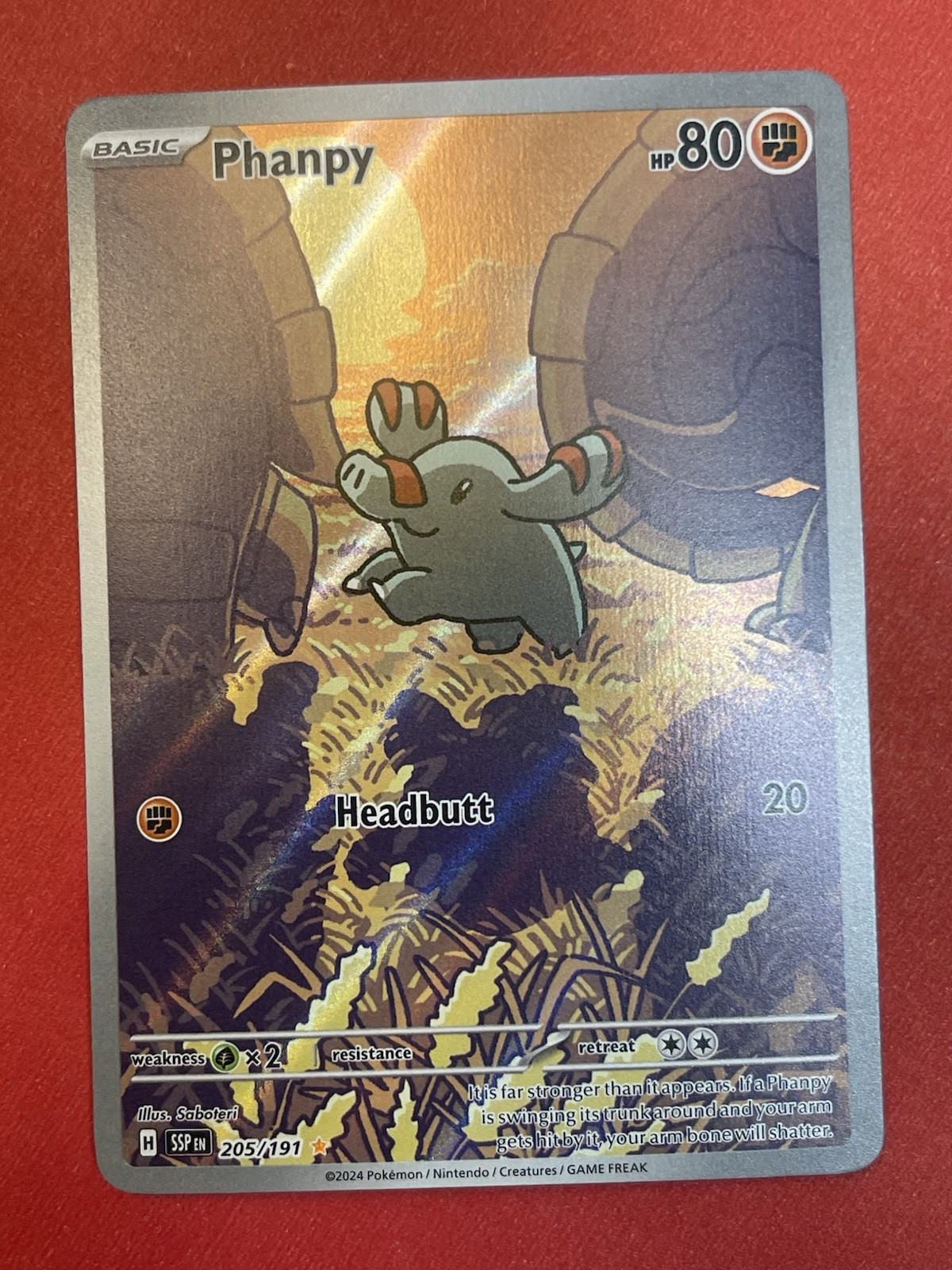 Pokémon TCG Phanpy Card Surging Sparks 205/191 Near Mint Condition