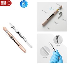 2 Pcs LED Nurse Penlight Set with Pupil Gauge - Rose Gold White Elegance