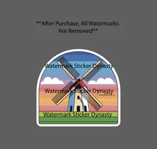 Windmill Sticker Waterproof Decal Retro Vintage Cartoon Energy Gift NEW