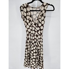 Vtg Y2K Forever 21 Womens Sz S Knee Length Dress Brown Tan Polka Dot