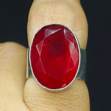 Natural Red Garnet Gemstone Handmade 925 Sterling Silver Ring Size-8 US