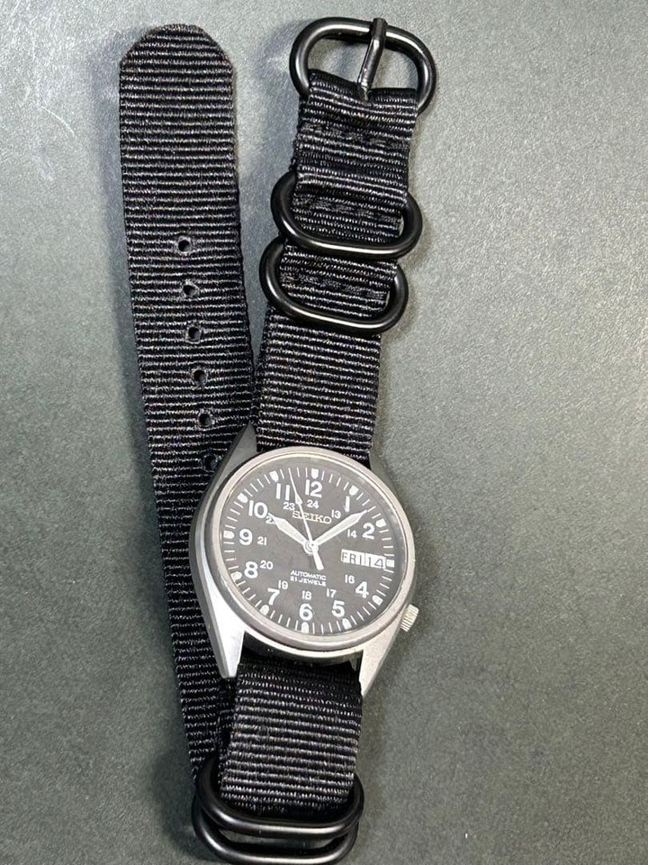 SEIKO 7S26-00D0 Boys Military Black Dial Watch Date Automatic Analog ...