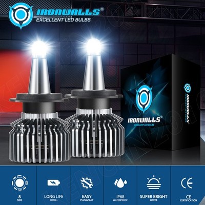 8-side H7 LED Headlight Bulb Kit High/Low Beam 6500K Super Bright White 480000LM