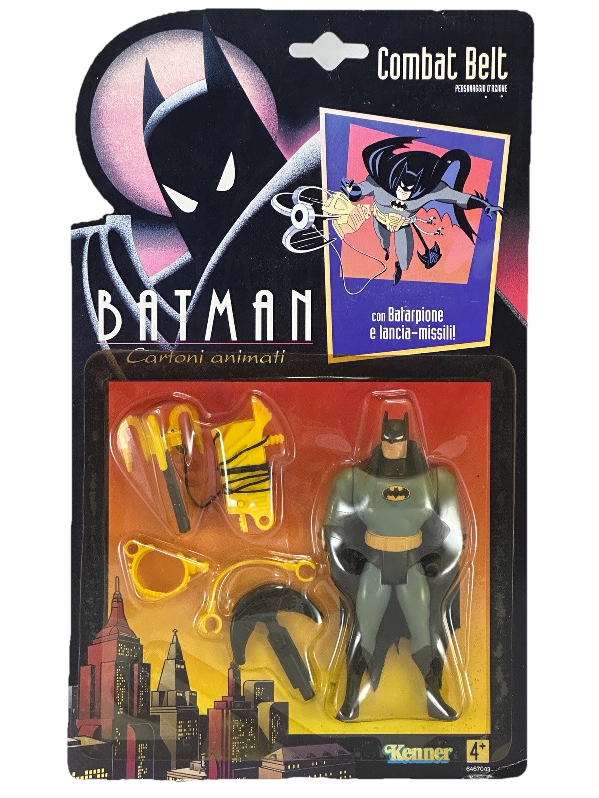 Batman Combat Belt Rare Italian Card Animated Series Kenner 1993 MOC Vintage