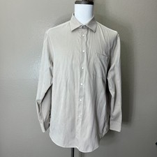 Geoffrey Beene Fitted Wrinkle Free Men's Dress Shirt 17.5 Striped Point Collar
