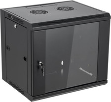 9U Wall Mount Server Cabinet with Locking Glass Door for Network Storage