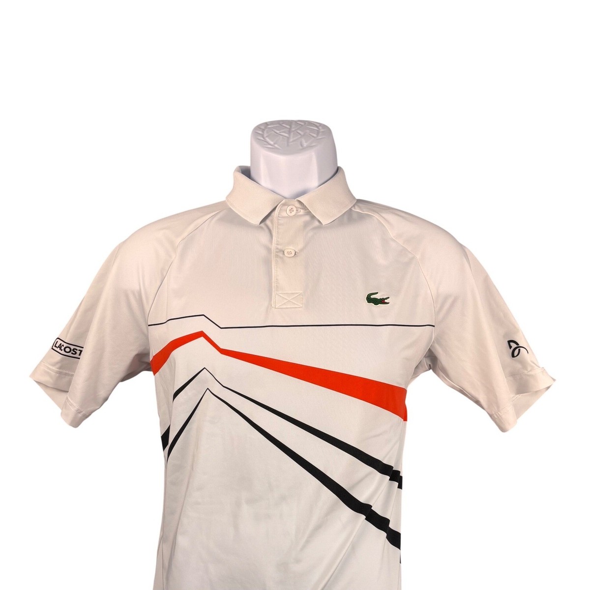 Lacoste Sport Novak Djokovic Men White Tennis Polo Shirt DH3382