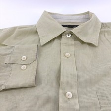 Banana Republic Men's L Lt Green Checkered Dress Shirt Long Sleeve 100 Cotton