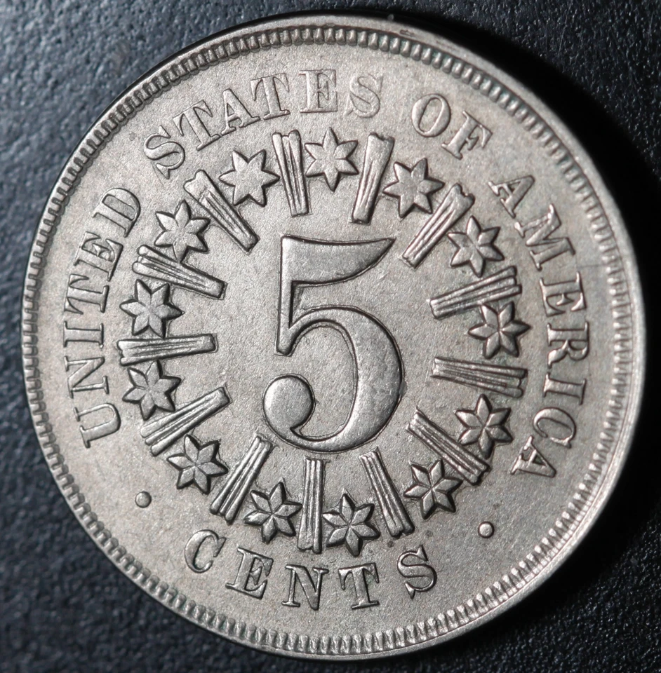 ESCUDO NÍQUEL 1866 - ¡Con rayos! - AU UNC Foto 2 de 2
