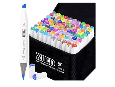 Alcohol Art Markers 80 Colors Fine & Chisel Dual Tip Marker Set Permanent Art