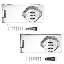 Password Rotary Hasp Locks 5" Length, Silver 2Pcs , 3-Digit Cabinet Locks