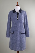 TALBOTS $129 Blue Textured Tweed Knit Collared Pullover Shirt Dress Size XL
