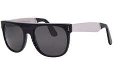 RetroSuperFuture Flat Top 766 W12 Sunglasses Black/Silver/Solid Grey Lenses 55mm