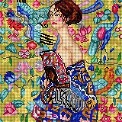 Orchidea Needlepoint canvas for halfstitch without yarn after Gustav Klimt - ...