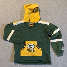 Green Bay Packers Vintage Kids Hoodie Boys Sz M 10-12 NFL Touchdown Club Green