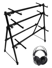 On-Stage KS7903 Foldable Three-Tier A-Frame Keyboard Stand+AKG Headphones