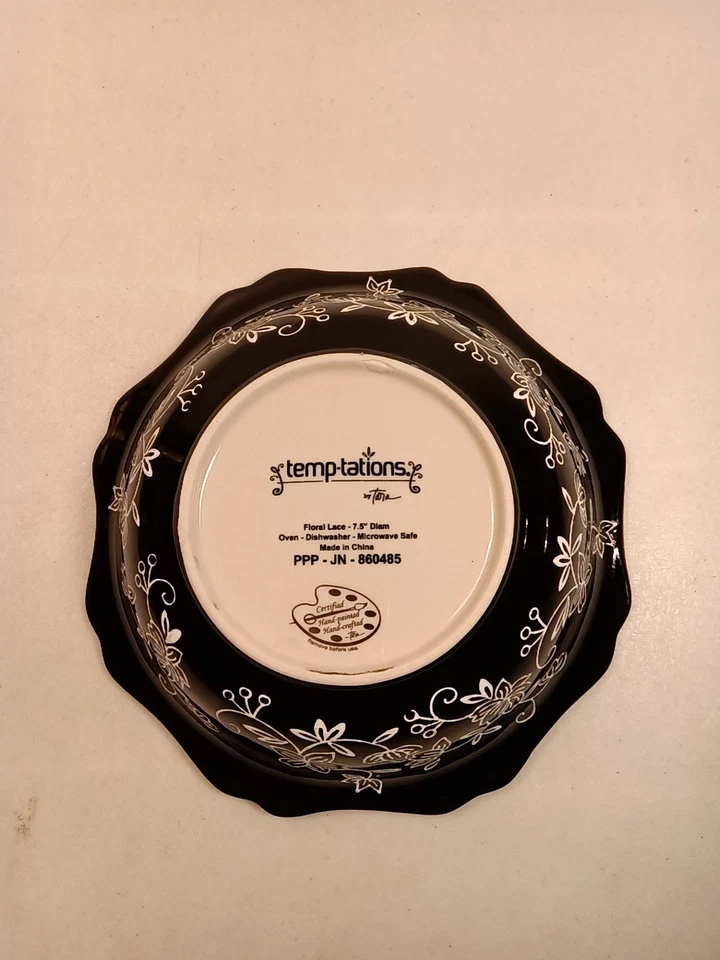 4 Temptations By Tara черный цветочный кружева гофрированный суп/зерновые чаши 7,5» диаметр - Изображение 3 из 4