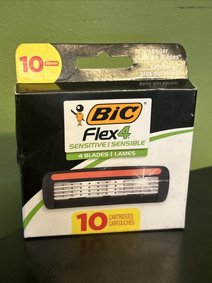 BIC Flex 4 Refillable Razor 10 Cartridges, Sensitive,