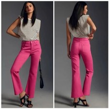 ANTHROPOLOGIE x PILCRO Yaya Mid-Rise Crop Kick Flare Jeans Pink Sz 28 3B15 