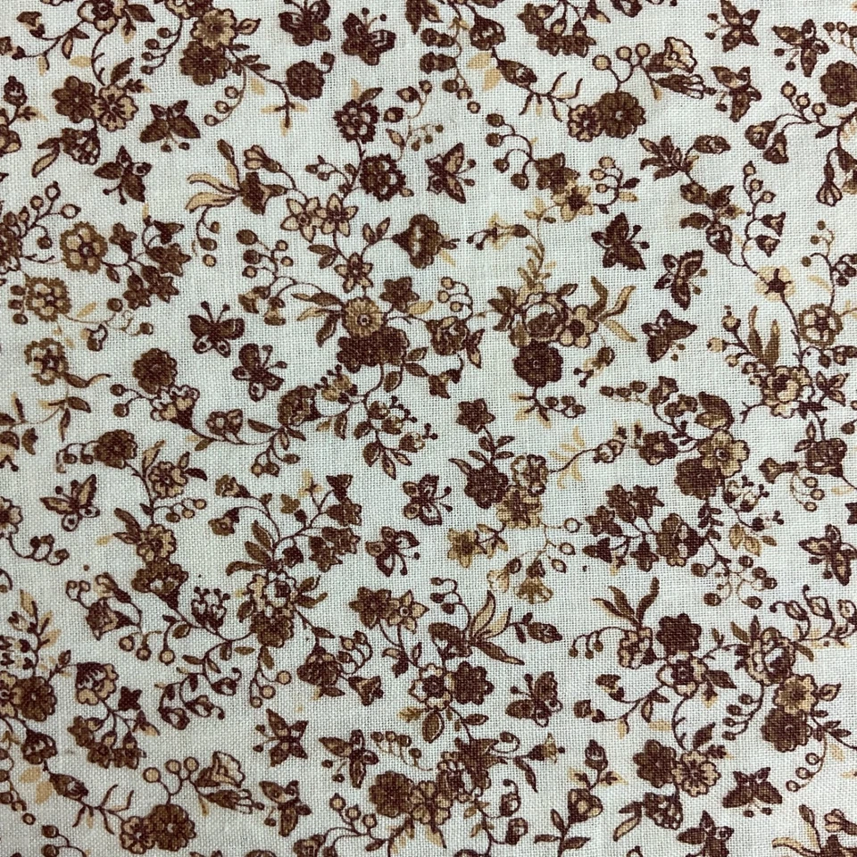 Lote tela algodón acolchado floral vintage morado y marrón delicadas flores Foto 3 de 4