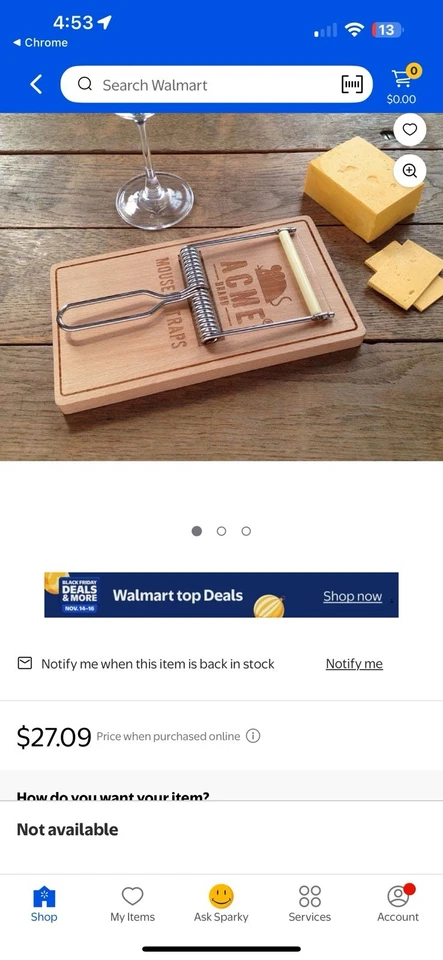 Oh, Snap! Juego de rebanador de tabla de queso con trampa para ratones charcutería fiesta mordaza regalo de anfitriona Foto 2 de 2