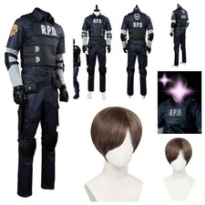 RE 2 Leon Scott Kennedy Cosplay Costume Police Uniform Wig Hairs Suit Halloween