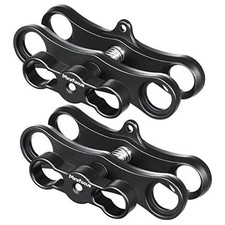 1" Long Ball Clamp Dual Holder Mount for Underwater 2 Pcs 2 Holes Plus