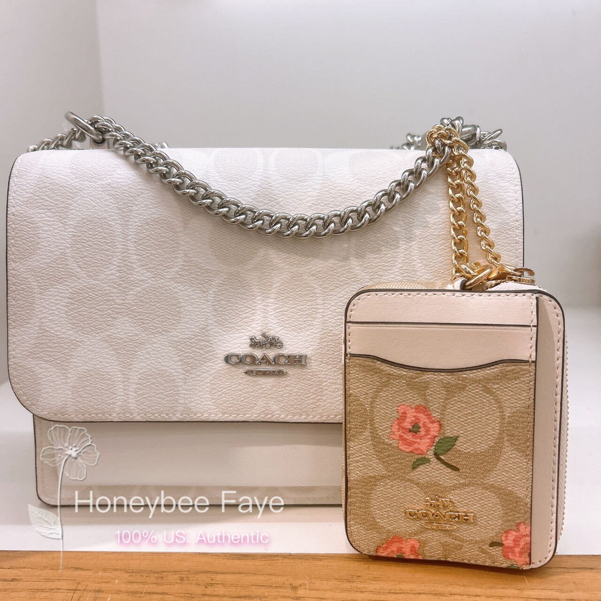 かます♡スリーブ NWT Coach Zip Card Case In Signature Canvas With Floral