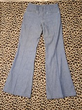 Vintage 70s Bell Bottoms Mann Brand Hidden Button Straight Pockets Disco Hippie