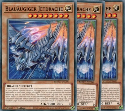 yugioh 3x Blauäugiger Jetdrache SDWD-DE006 COMMON 1Auflage Deutsch