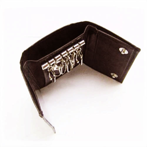 Genuine Leather Brown Trifold Keychain Wallet for Men US Seller