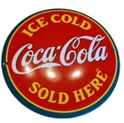 Vintage Coca Cola Round Porcelain Enamel Sign Shield Retro USA Soda Drink Ad