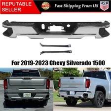 Chrome Rear Bumper w/ Dual Fit For Chevy Silverado CMC Sierra 1500 2019-2023