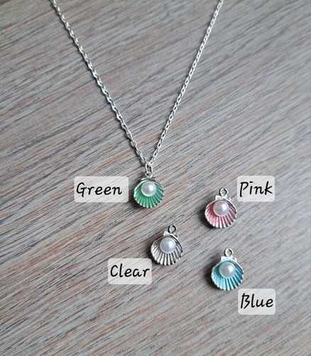 Women Children Girls Silver Plated Pendant Necklace Oyster Shell Charm Summer - Picture 5 of 10