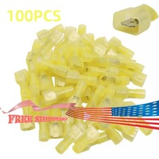 100x Yellow Fully-insulated Male Wire Spade Crimp Terminal Connectors 12-10 AWG
