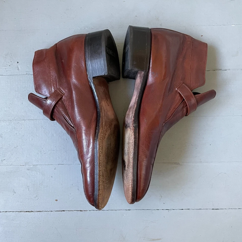 Raro Botín Florsheim Imperial de Cuero Marrón con Correa 9C De Colección Foto 3 de 4