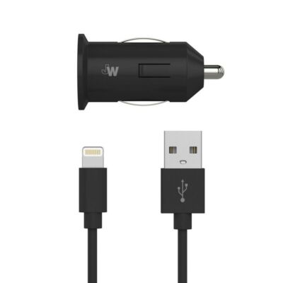 Just Wireless 2.4A/12W 1-Port USB-A Car Charger with 4' TPU Lightning to USB-A