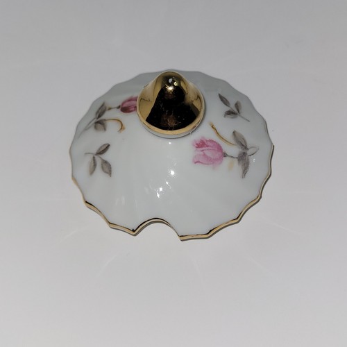 Vintage Lefton Gold Trim Rose Sugar Bowl Dish W Lid Porcelain - Picture 8 of 12