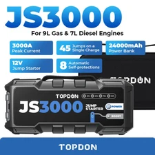 TOPDON JS3000 Car Jump Starter Battery Charger Booster Power Bank Portable US