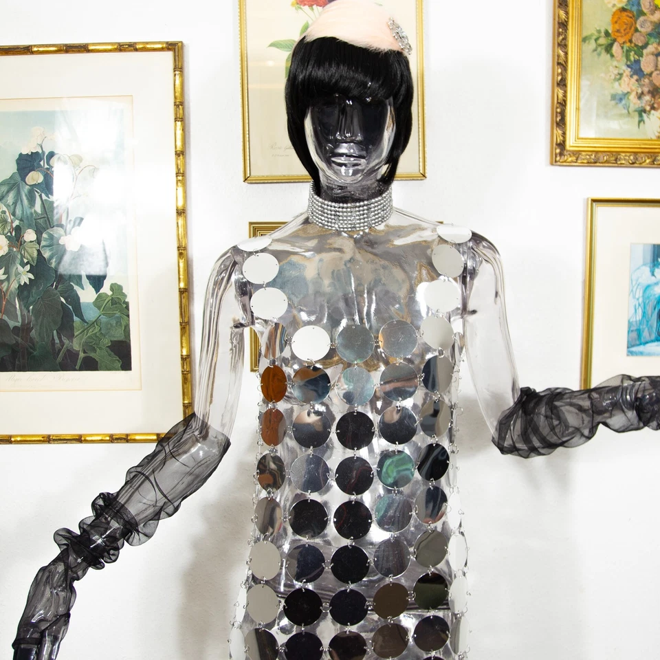 Handmade Mirror Disc Maxi Dress Avant Garde Reflective Gown One of a Kind Size S - Image 2 of 4