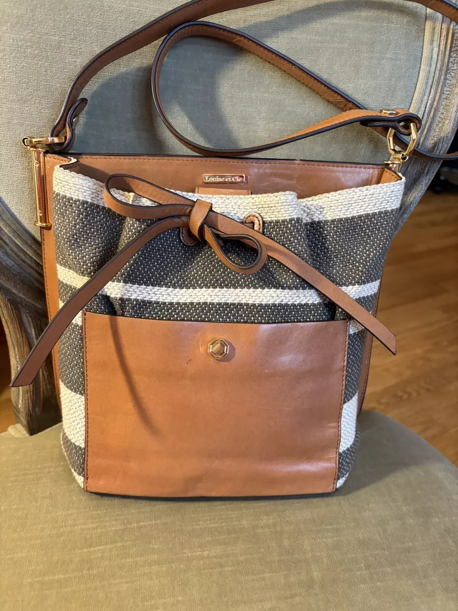 Louise Et Cie Leather/Linen/Cotton Bucket Bag