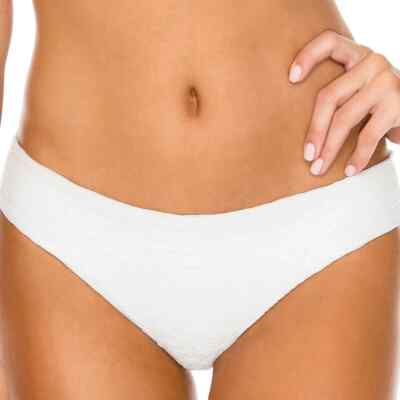 Luli Fama L36605 Ivory Solid Textured Buleria Full Swim Bottoms Size M